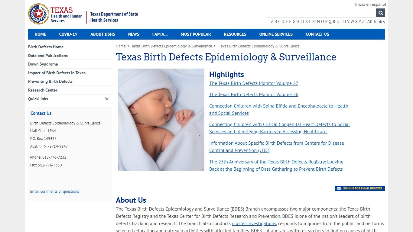 Texas Birth Defects Epidemiology and Surveillance